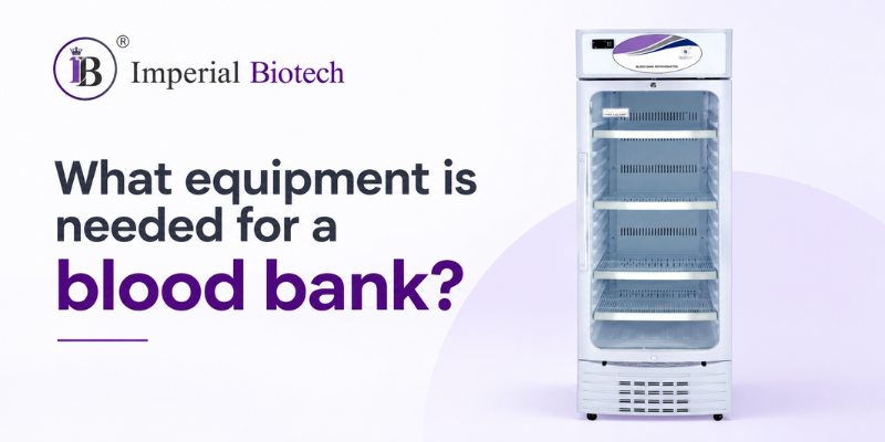 Blood bank refrigerator for storing blood components and essential blood bank equipment.
